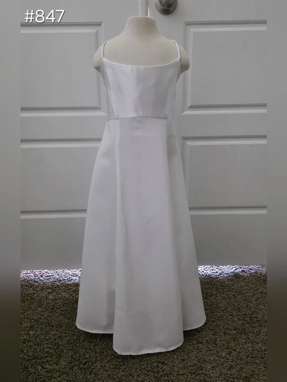 Girls White Spaghetti-Strap Formal Dress